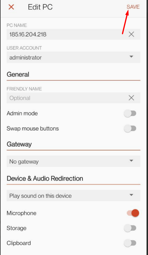 How to enable microphone on Remote Desktop?