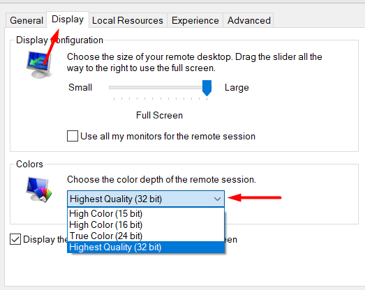 How To Change Remote Desktop Color Depth 