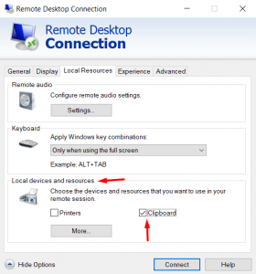 How to enable Copy and Paste (Clipboard) in Remote Desktop?