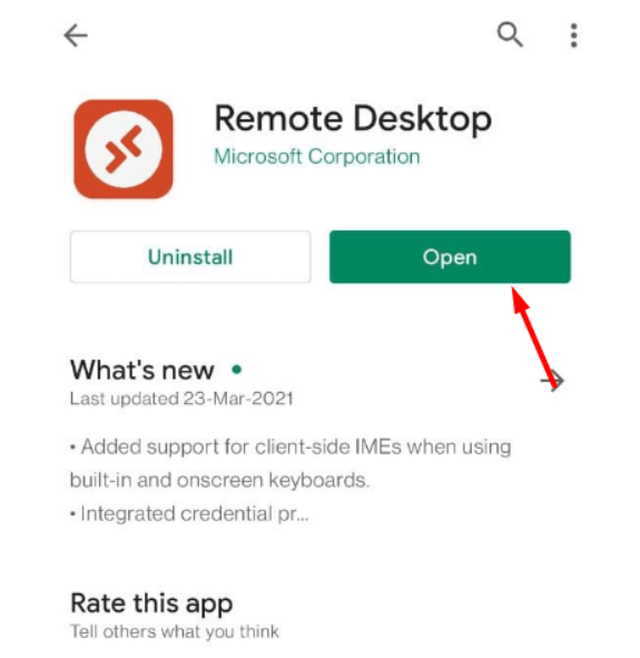 open remote desktop application in android