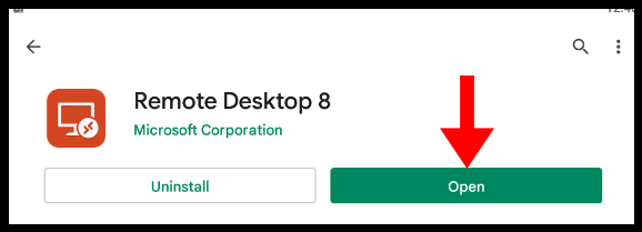 Open Microsoft Remote Desktop 8 via Play Store.