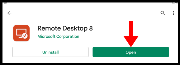 Opening Remote Desktop 8 from Android Playstore.