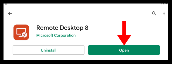 Opening Remote Desktop 8 from Android Playstore.