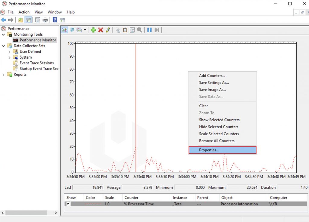 right-click on properties