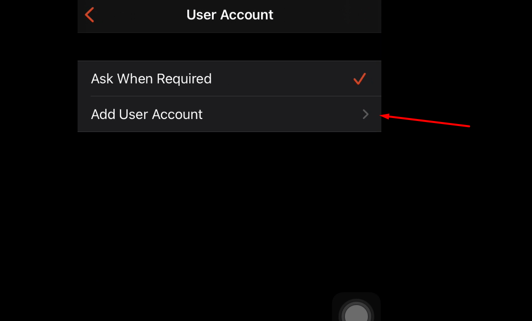 select add user account ios