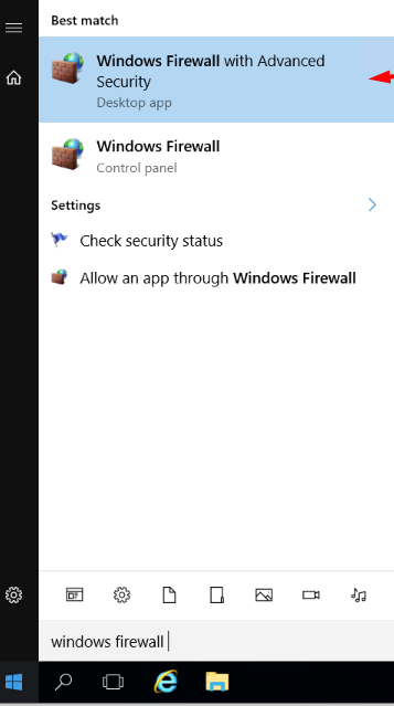 select windows firwall with advanced option