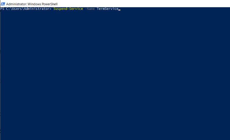 Suspend-Service -Name TermService