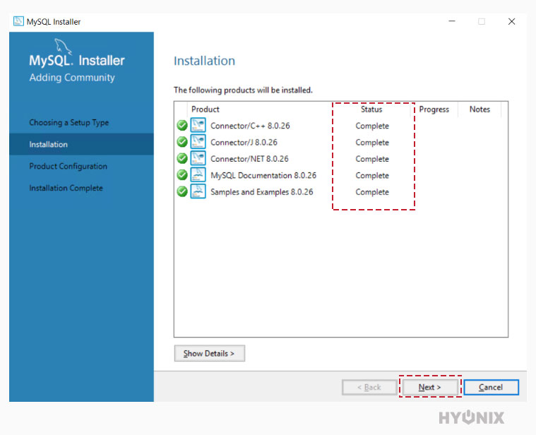 package-install-complete-click-on-next-mysql