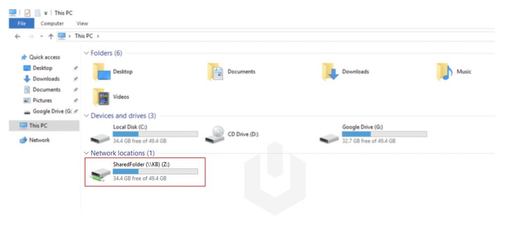 how to setup and access the shared folder windows server location