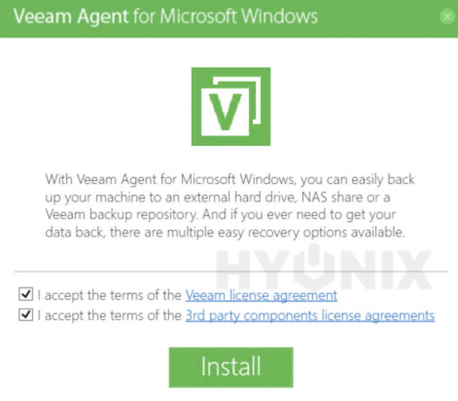 instal veeam windows backup application