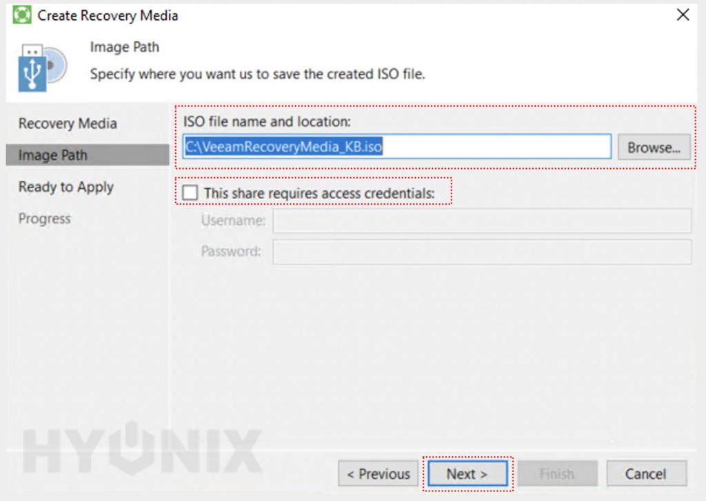 specify the full path for the iso veeam