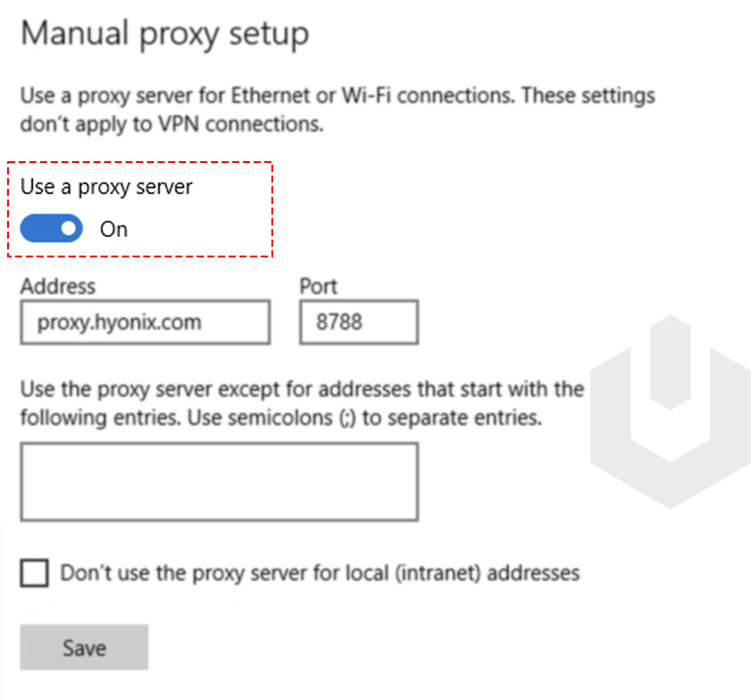 enable proxy server option
