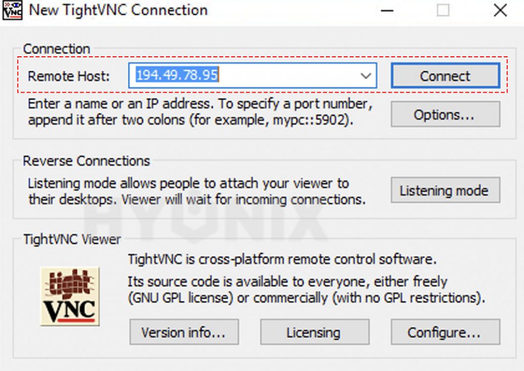 enter remote host ip address