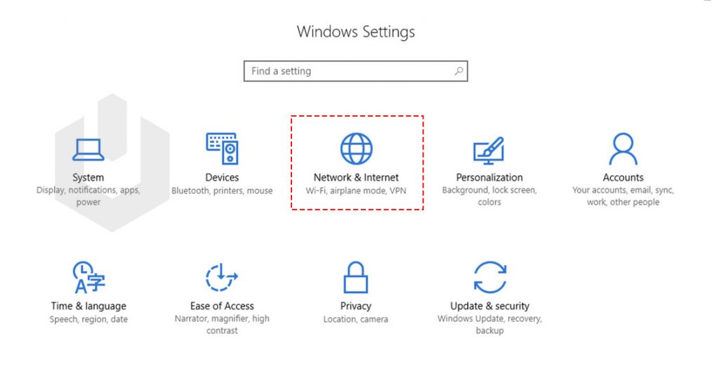 navigate to network and settings windows