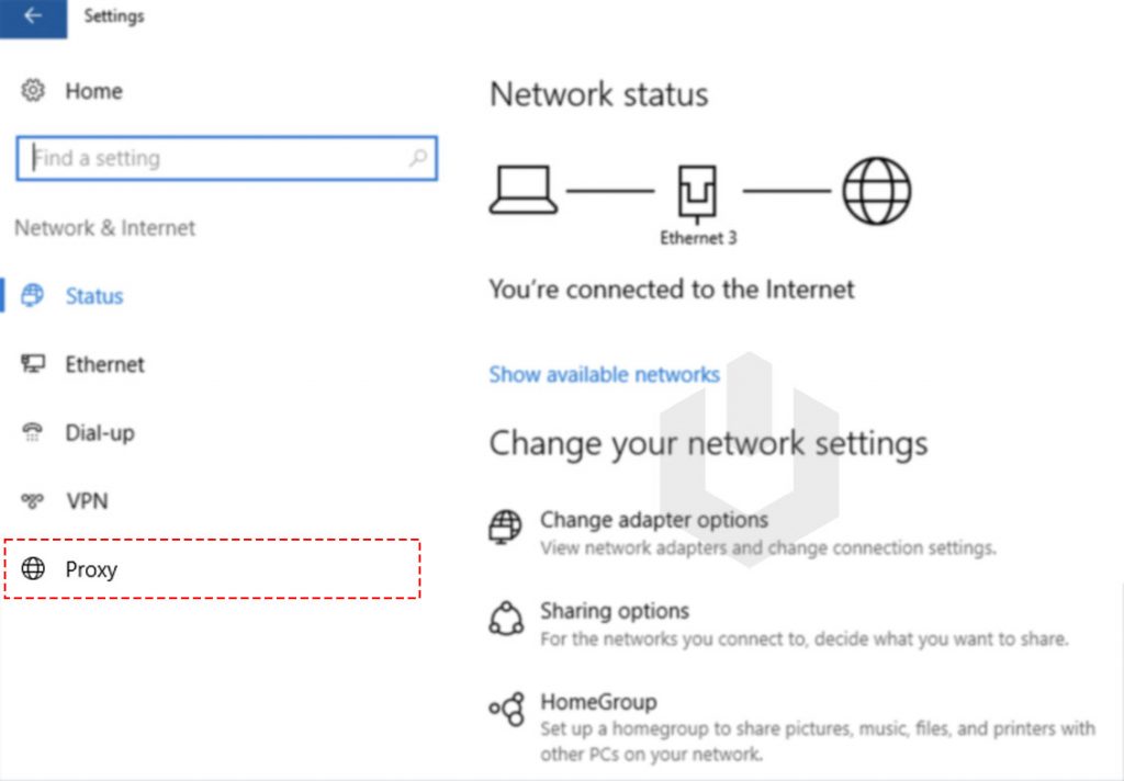 navigate to proxy settings