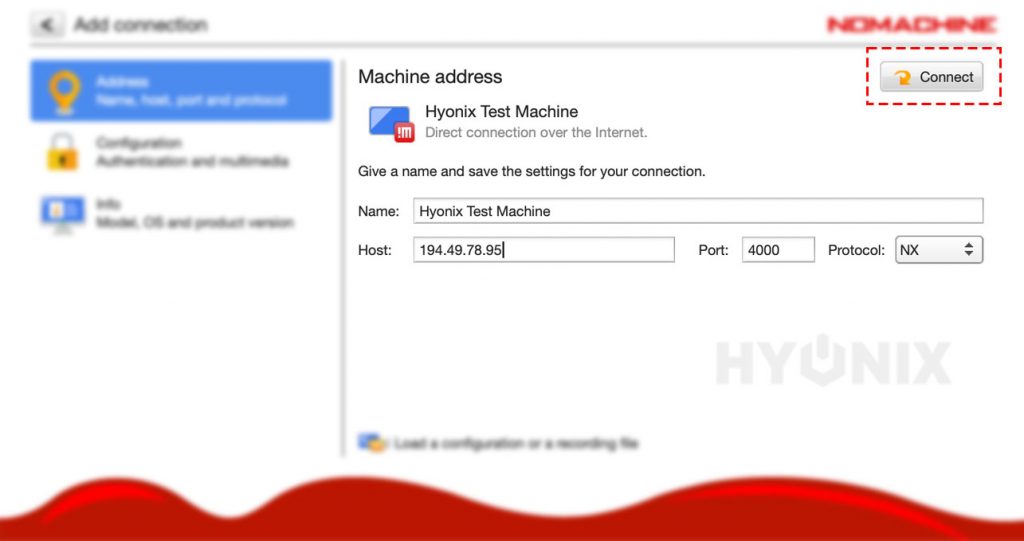 nomachine click on connect