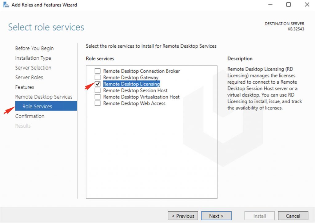 role services remote desktop licensing select