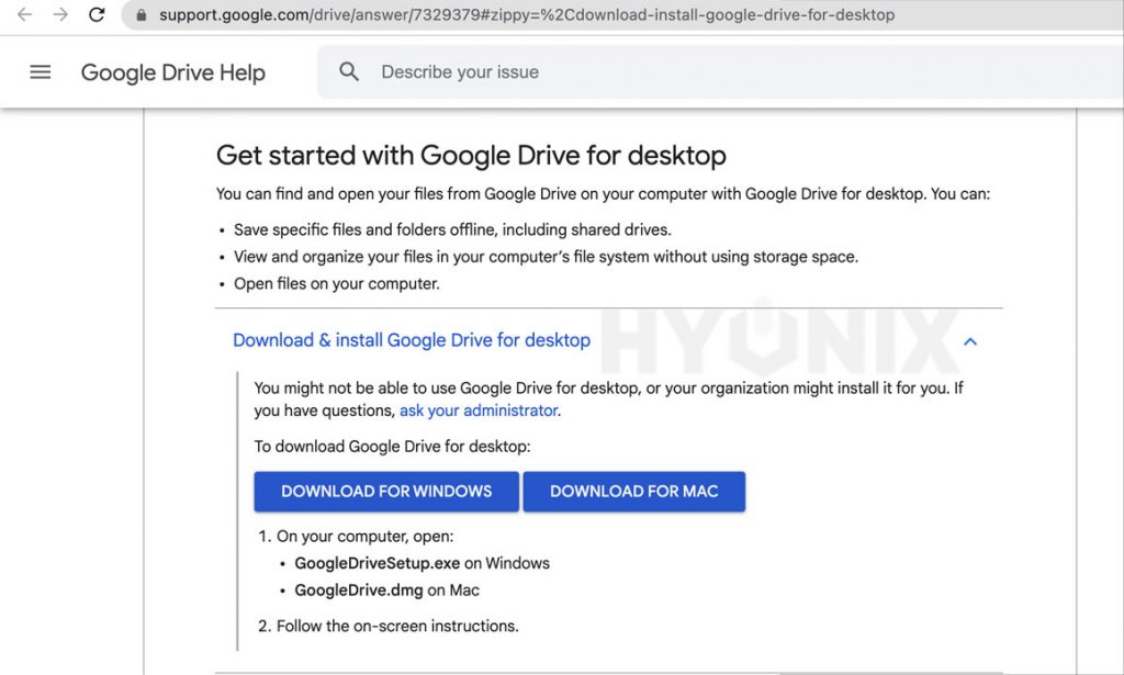 navigate to google drive and download the google drive application