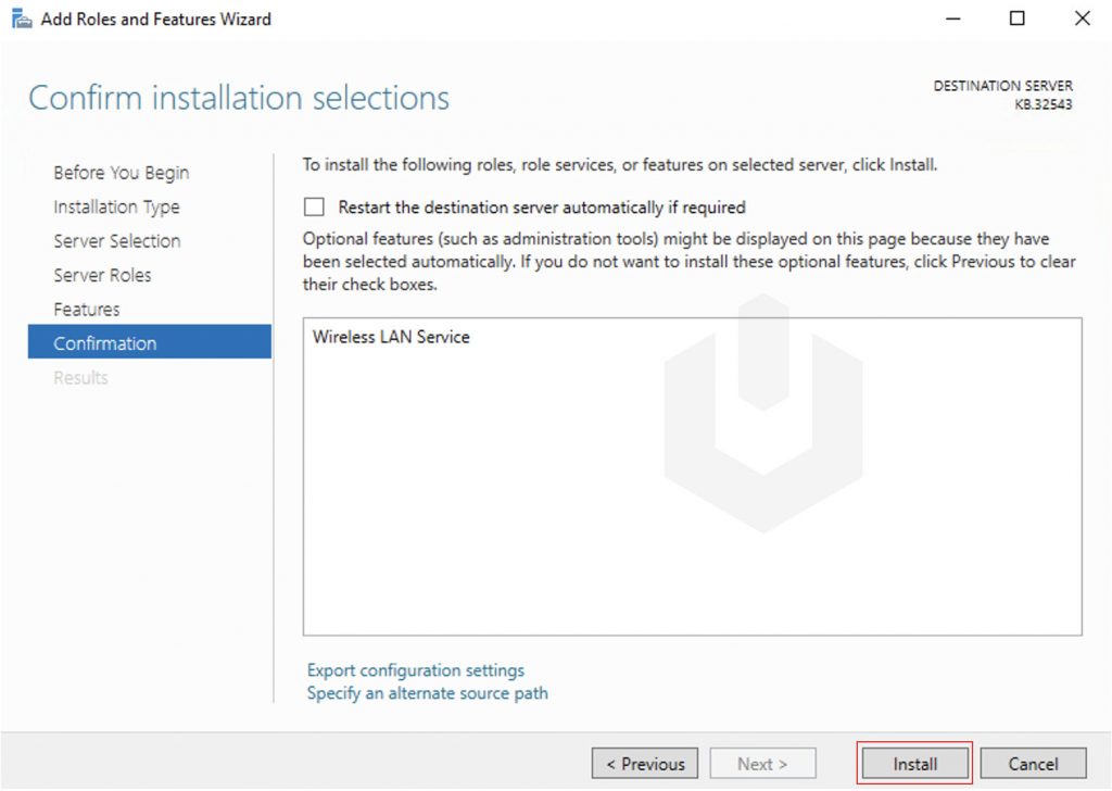 click on install to process WLAN service