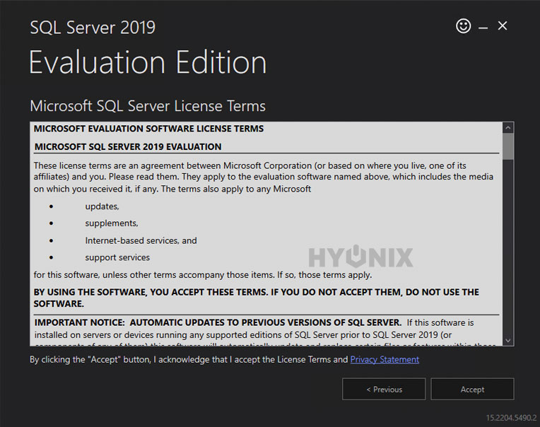 accept sql install terms