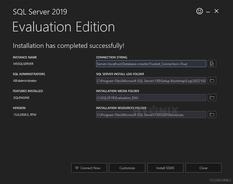 installation is done sql