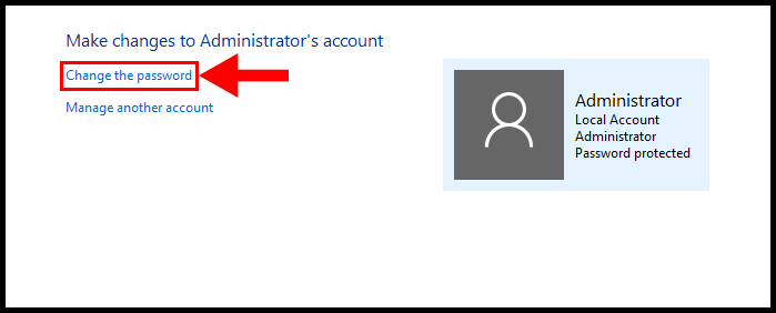 Change the password via control panel of a Windows server.