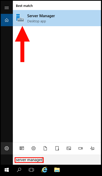 Searching for Server manager within the Windows server.