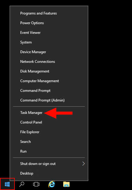 How to open Task Manager on the Windows Server.