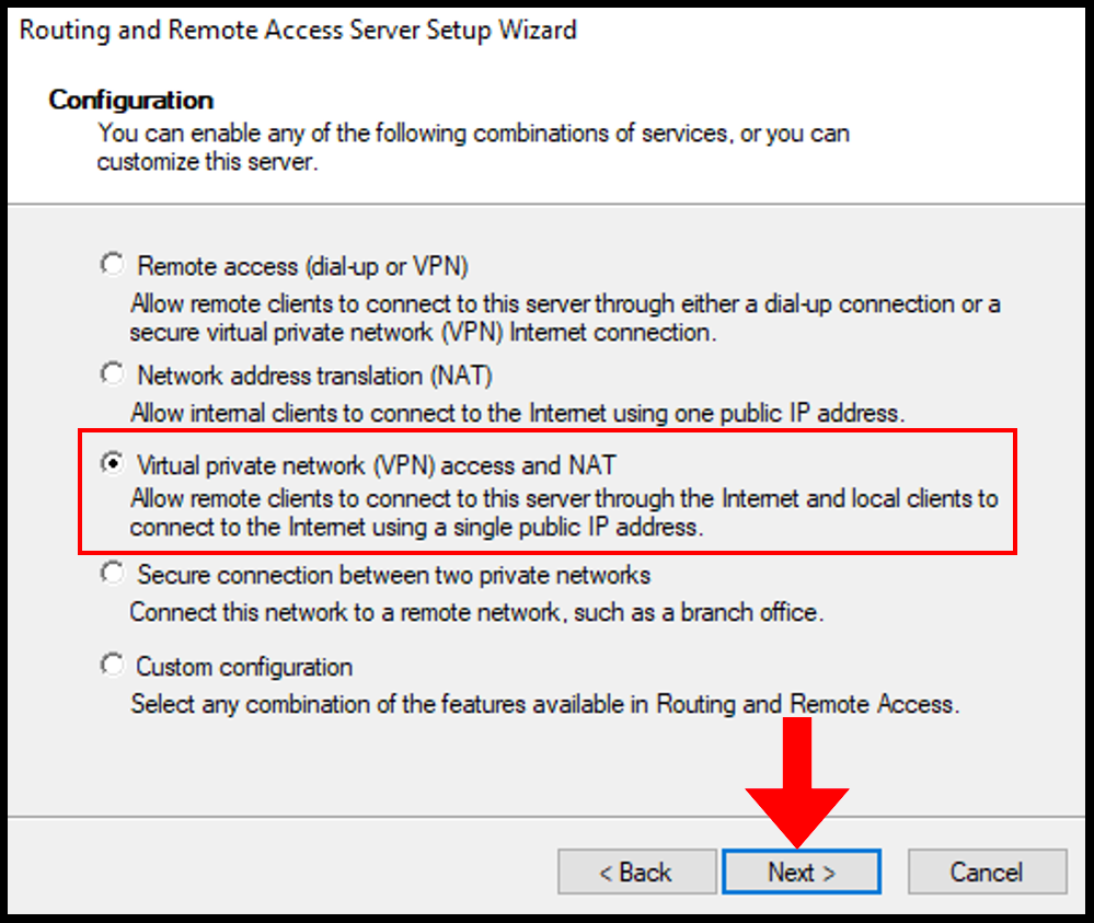 Using the Virtual private network access and NAT configuration for guide on how to set up PPTP/L2TP on windows server. 