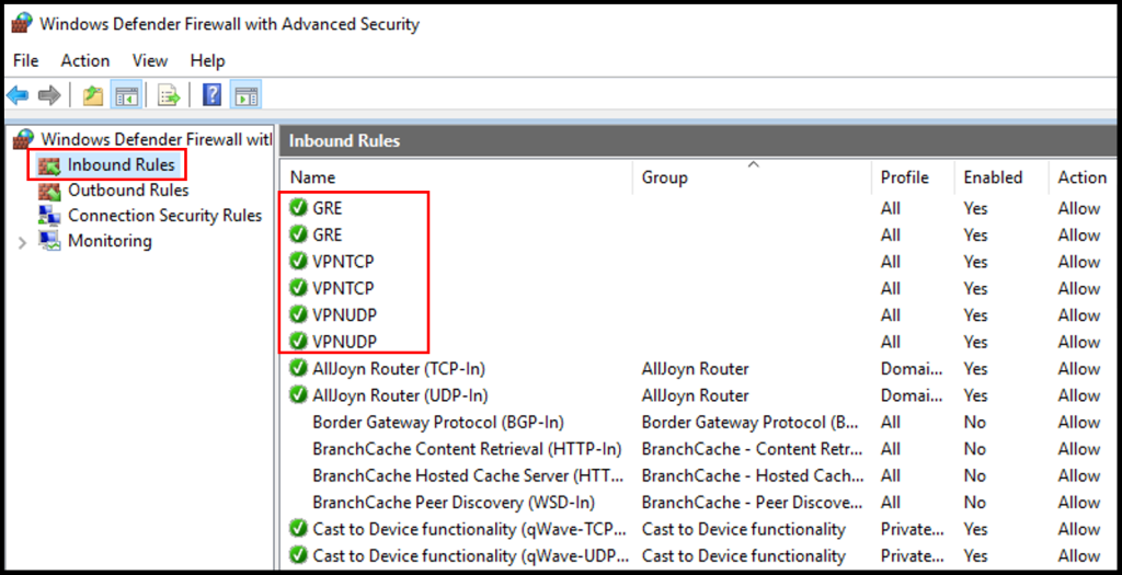 Verifying VPN ports are allowed through the Windows Firewall. How to set up PPTP/L2TP VPN on Windows Server.
