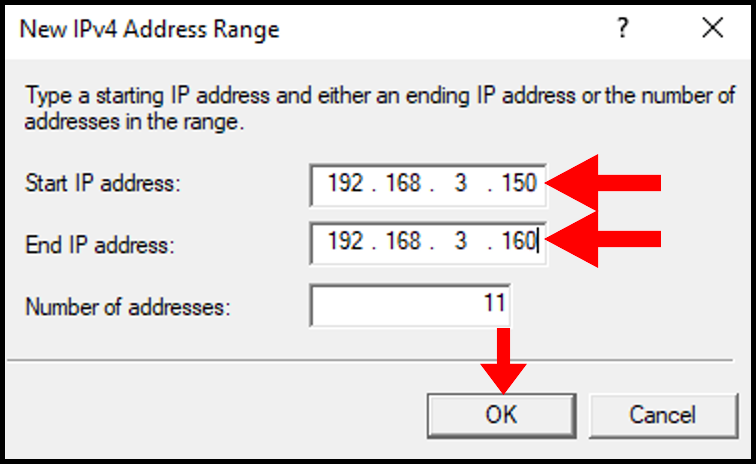 Creating the IPv4 Address range for how to set up PPTP/L2TP VPN on windows server