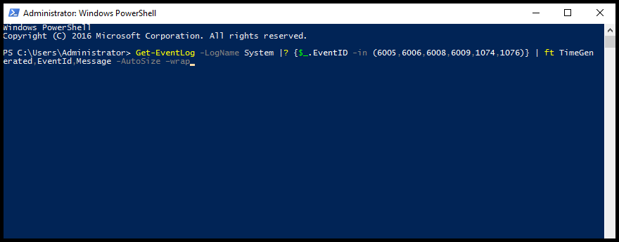 Powershell command for how to check when Windows server had restarted.