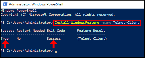 Using PowerShell to install Telnet Client on Windows Server