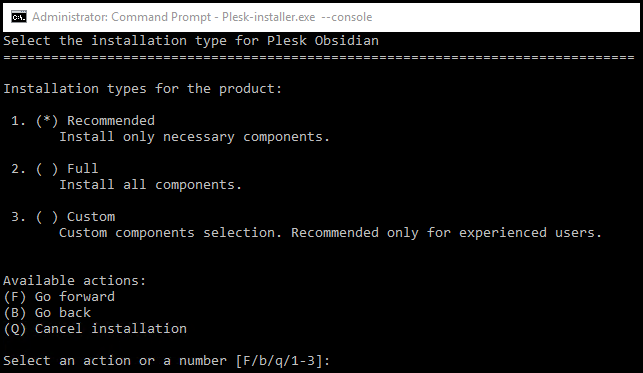 plesk installation using command line