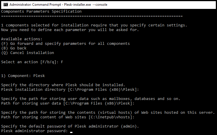 plesk installation using command line